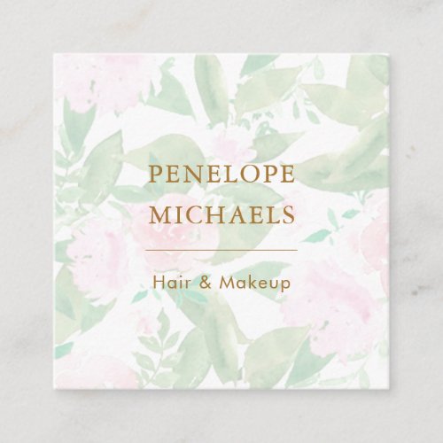 Pretty Pink Floral Square Business Card