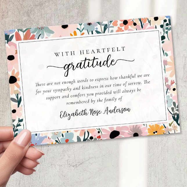 Pretty Pink Floral Sympathy Funeral Thank You Card (Creator Uploaded)