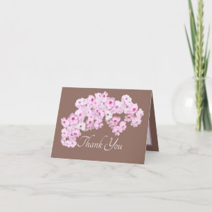Pretty Pink Floral Thank You Botanical Flowers Card