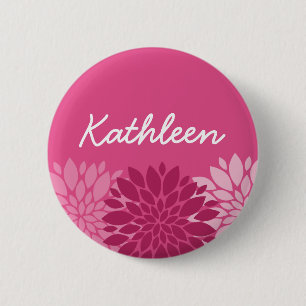 Pretty Pink Floral Trio with Name Button