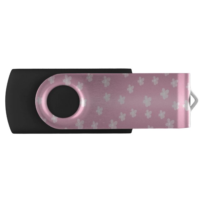 Pretty Pink Floral USB Flash Drive (Front)