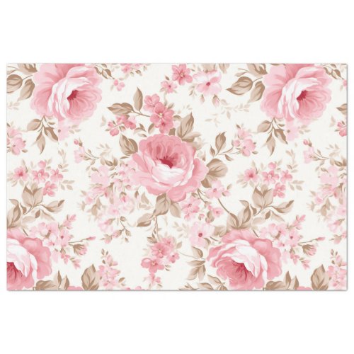 Pretty Pink Floral Vintage Style Tissue Paper