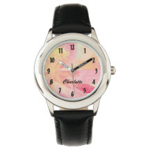 Pretty Pink Floral Watch with Personalised Name