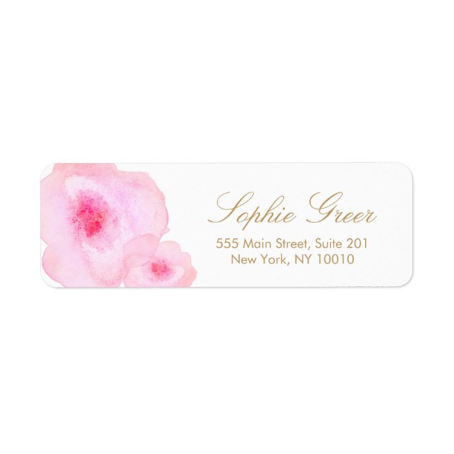Pretty Pink Floral Watercolor Flower Label (Front)