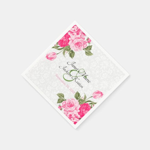 Pretty Pink Floral Wedding Napkins