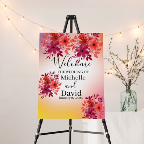 Pretty pink floral Wedding Welcome Foam Board