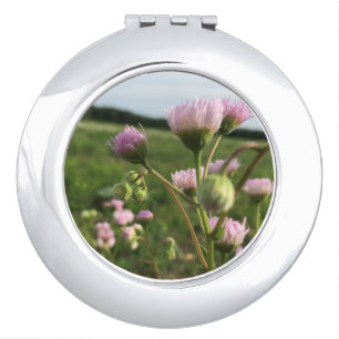 Pretty Pink Floral Wild Flowers Photo Compact Mirror
