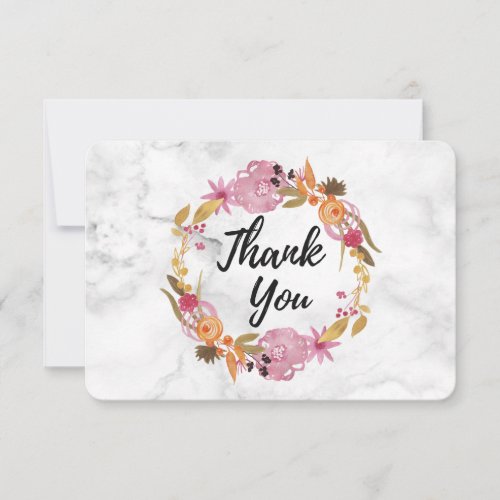 Pretty Pink Floral Wreath Thank You