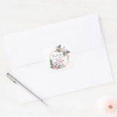 Pretty Pink Floral Wreath Thank You Baby Shower Square Sticker (Envelope)