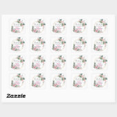 Pretty Pink Floral Wreath Thank You Baby Shower Square Sticker (Sheet)