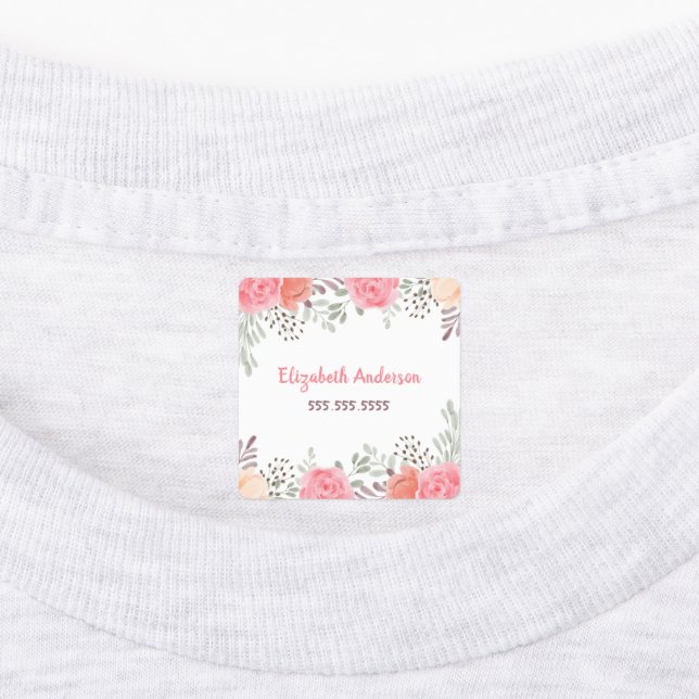 Pretty Pink Florals Kids' Labels (Affixed)