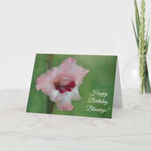 Pretty Pink Flower Art Faith Blessings Birthday  Card