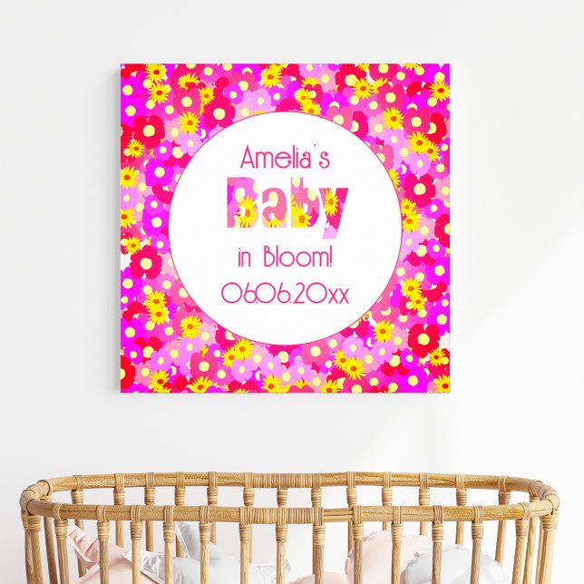 Pretty Pink Flower Baby Shower Welcome Poster (Creator Uploaded)