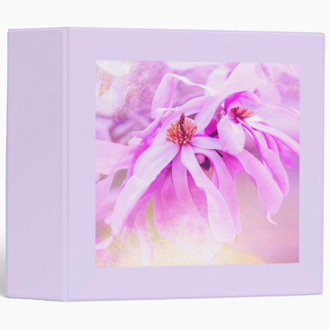 Pretty Pink Flower Blossoms 3 Ring Binder (Front/Spine)