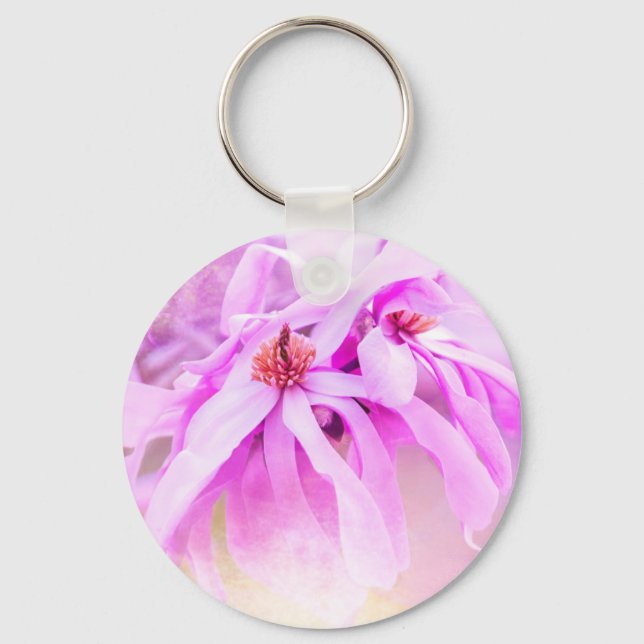 Pretty Pink Flower Blossoms Keychain (Front)