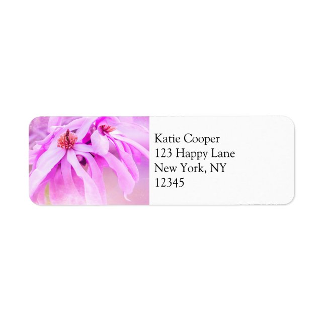 Pretty Pink Flower Blossoms Label (Front)