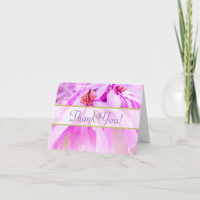 Pretty Pink Flower Blossoms Thank You Card (Front)