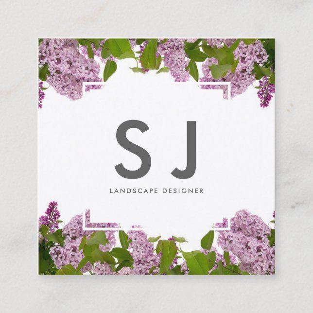 Pretty Pink Flower Botanical Landscape Designer Square Business Card (Front)