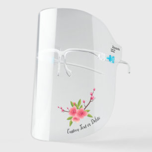 Pretty Pink Flower Branch Custom Text Face Shield
