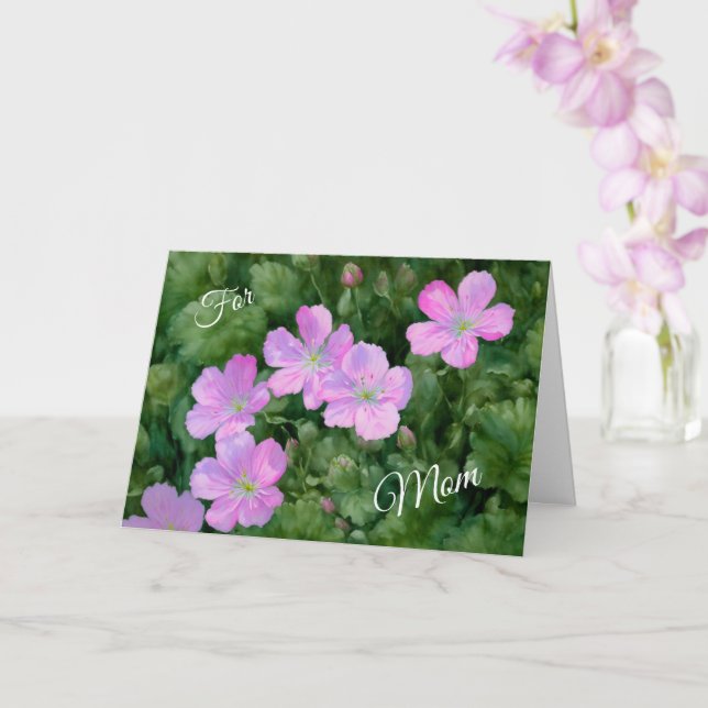 Pretty Pink Flower Garden Art Mother's Day Card (Orchid)