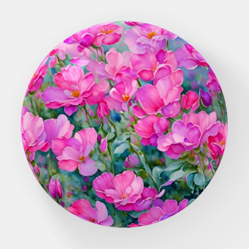 Pretty Pink Flower Garden Art Paperweight