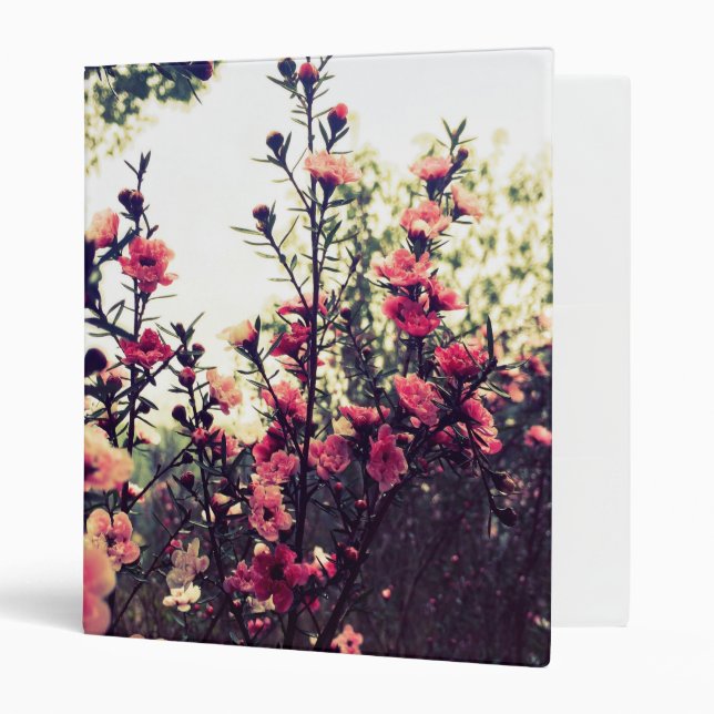 Pretty Pink Flower Meadow 3 Ring Binder (Front/Inside)