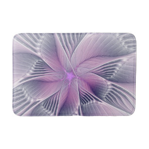 Pretty Pink Flower Modern Abstract Fractal Art Bath Mat
