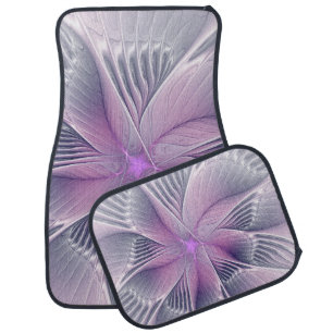 Pretty Pink Flower Modern Abstract Fractal Art Car Floor Mat