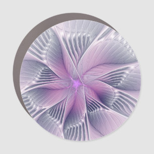 Pretty Pink Flower Modern Abstract Fractal Art Car Magnet