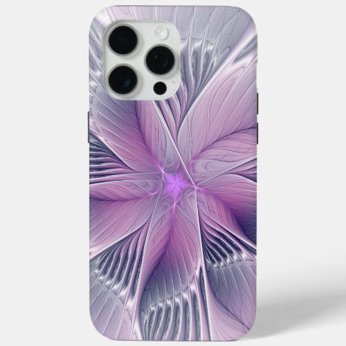 Pretty Pink Flower Modern Abstract Fractal Art iPhone 15 Pro Max Case