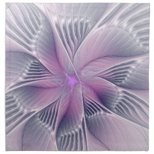 Pretty Pink Flower Modern Abstract Fractal Art Cloth Napkin
