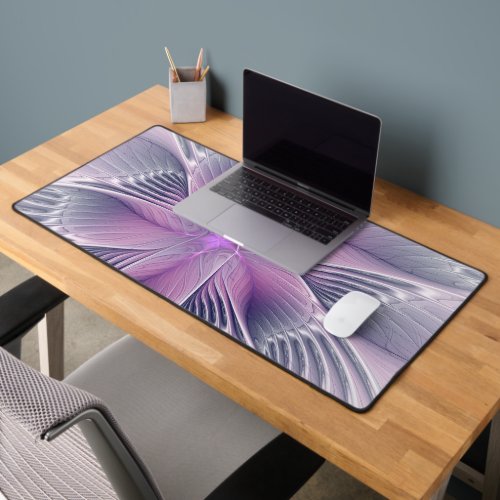 Pretty Pink Flower Modern Abstract Fractal Art Desk Mat