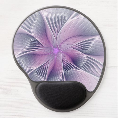 Pretty Pink Flower Modern Abstract Fractal Art Gel Mouse Pad