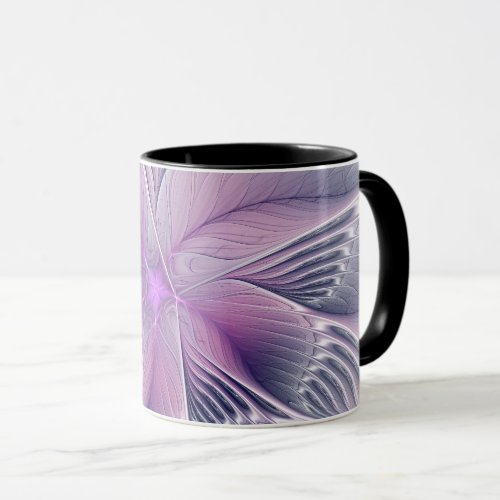 Pretty Pink Flower Modern Abstract Fractal Art Mug