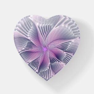 Pretty Pink Flower Modern Abstract Fractal Art Paperweight