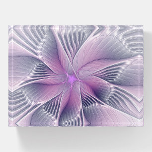 Pretty Pink Flower Modern Abstract Fractal Art Paperweight