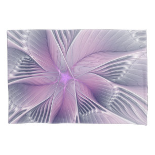 Pretty Pink Flower Modern Abstract Fractal Art Pillow Case
