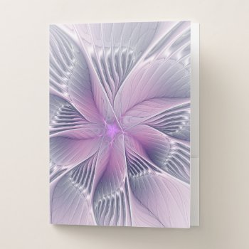Pretty Pink Flower Modern Abstract Fractal Art Pocket Folder by GabiwArt at Zazzle