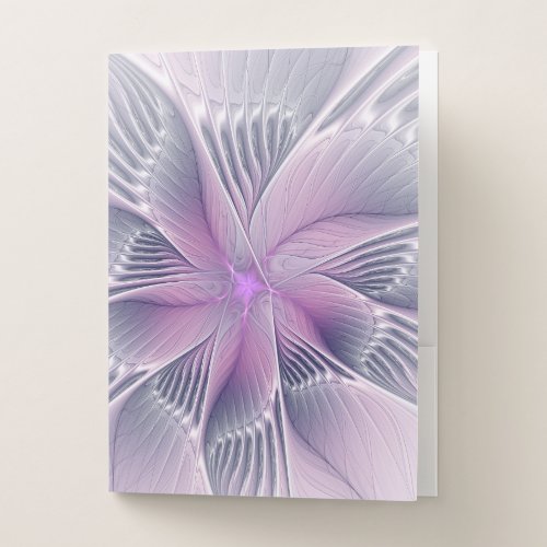 Pretty Pink Flower Modern Abstract Fractal Art Pocket Folder