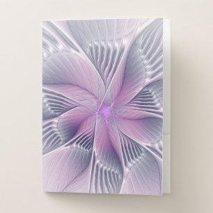 Pretty Pink Flower Modern Abstract Fractal Art Pocket Folder