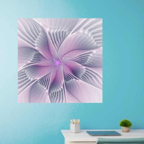 Pretty Pink Flower Modern Abstract Fractal Art Wall Decal