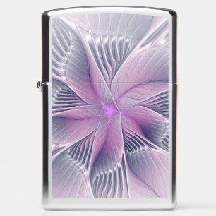 Pretty Pink Flower Modern Abstract Fractal Art Zippo Lighter