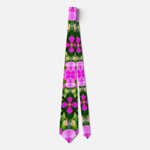 Pretty Pink Flower Pattern Neck Tie