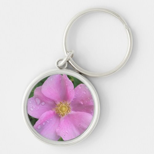 Pretty Pink Flower Photo Refreshing Raindrop Petal Keychain