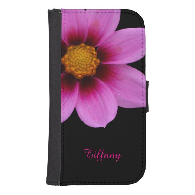 Pretty Pink Flower Samsung S4 Wallet Case (Front)