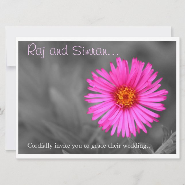 Pretty Pink Flower Wedding Invitation (Front)