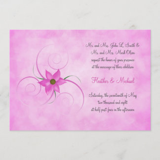 Pretty Pink Flower Wedding Invitation
