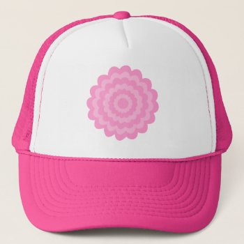 Pretty Pink Flower. White Background. Trucker Hat by Graphics_By_Metarla at Zazzle