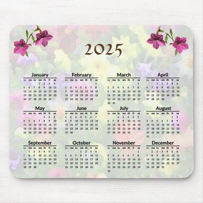 Pretty Pink Flowers 2025 Floral Nature Calendar