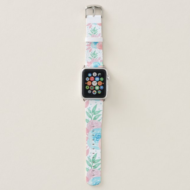 Pretty Pink Flowers Apple Watch Band (Front)